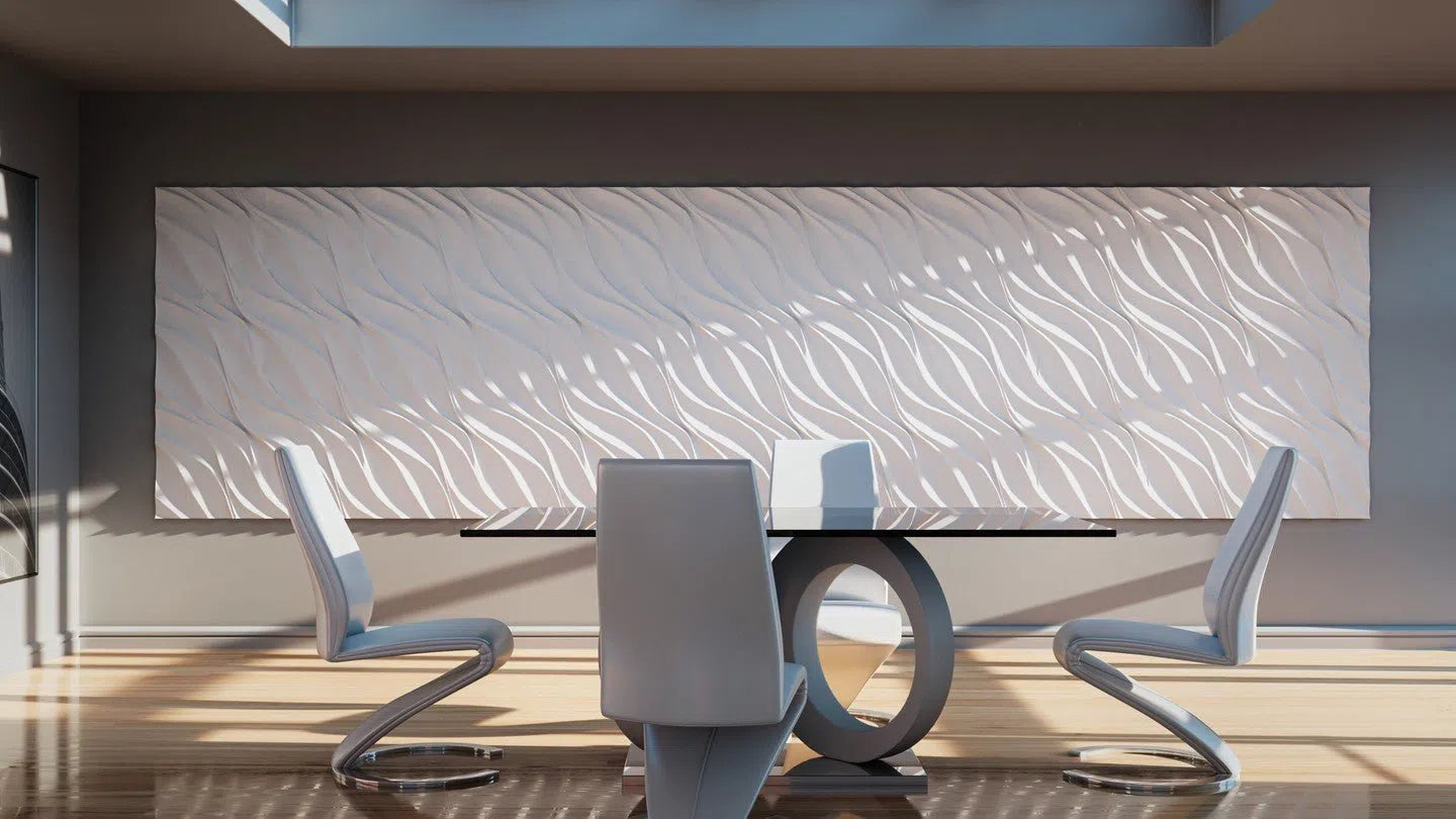 Model Waves - 3D Gypsum Wall Panels  as a modern dining room accent wall | DecorMania UK